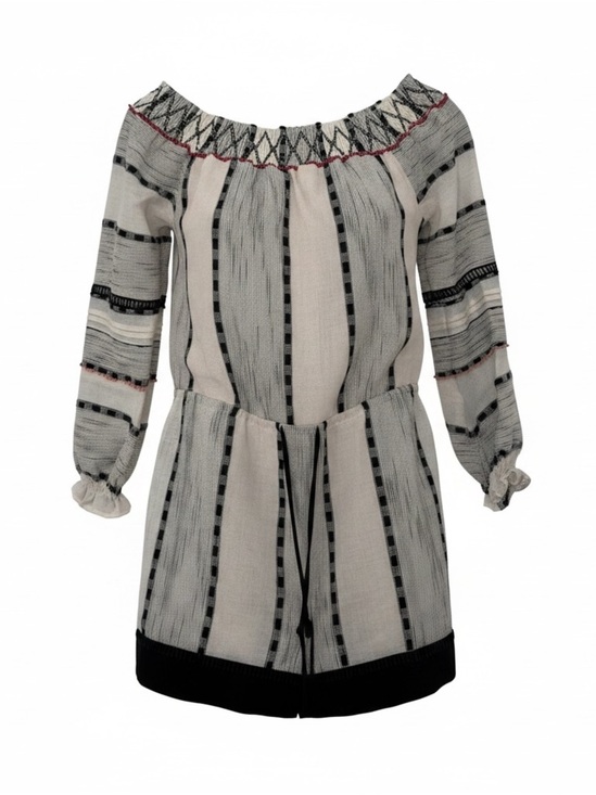 Adelyn Rae Pants - Adelyn Rae Cream and Black One-Shoulder Striped Dress